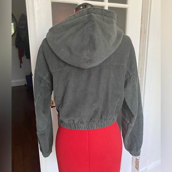 BDG Green Corduroy Hooded Cropped Jacket XS - Picture 4 of 16